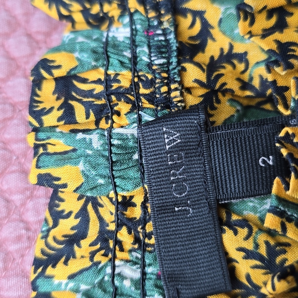 J.Crew‎ Off Shoulder Ratti Top Elephant Print 8 Button Front Ruffle 3/4 Sleeve - Picture 4 of 10